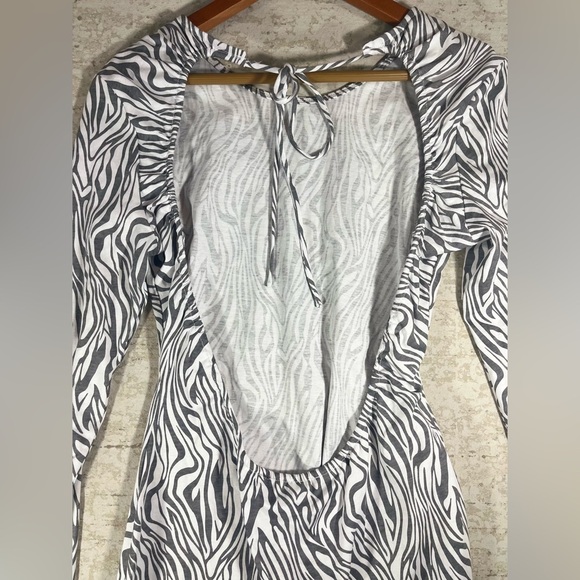 NWT ET CLET Forget About It Grey/White Dress Open Back Size Large Party Nite Out - Picture 7 of 11